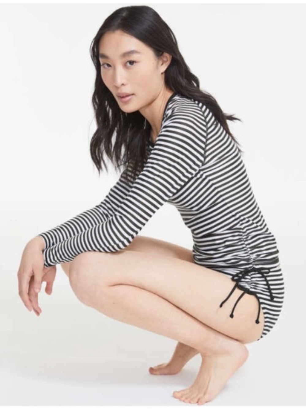 NWT Joe Fresh Women + 1X Black/White Striped Rash Guard